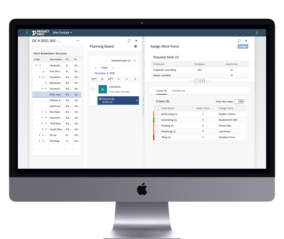 Workforce assignment - crews and workers are suggested based on required skills